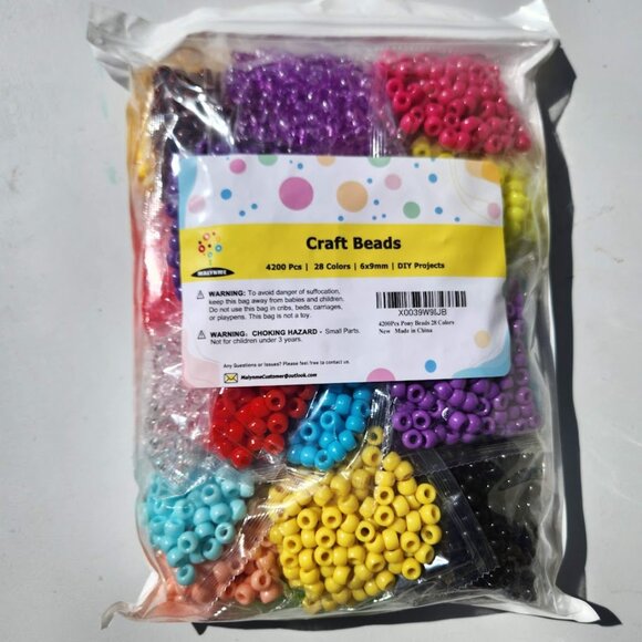 NEW 4200 Pony Beads Kandi 28 Colors Plastic Beads for Craft Bracelets Hair Beads - Picture 4 of 12